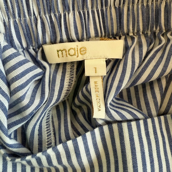 Maje Blue and White Striped Ruffled Wrap-Effect High-Low Maxi Skirt - Picture 12 of 13